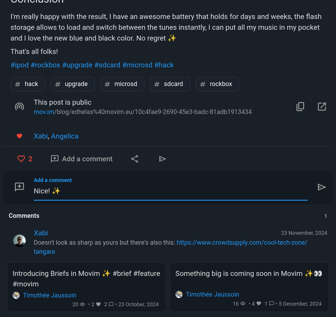 The new post footer was reorganized.